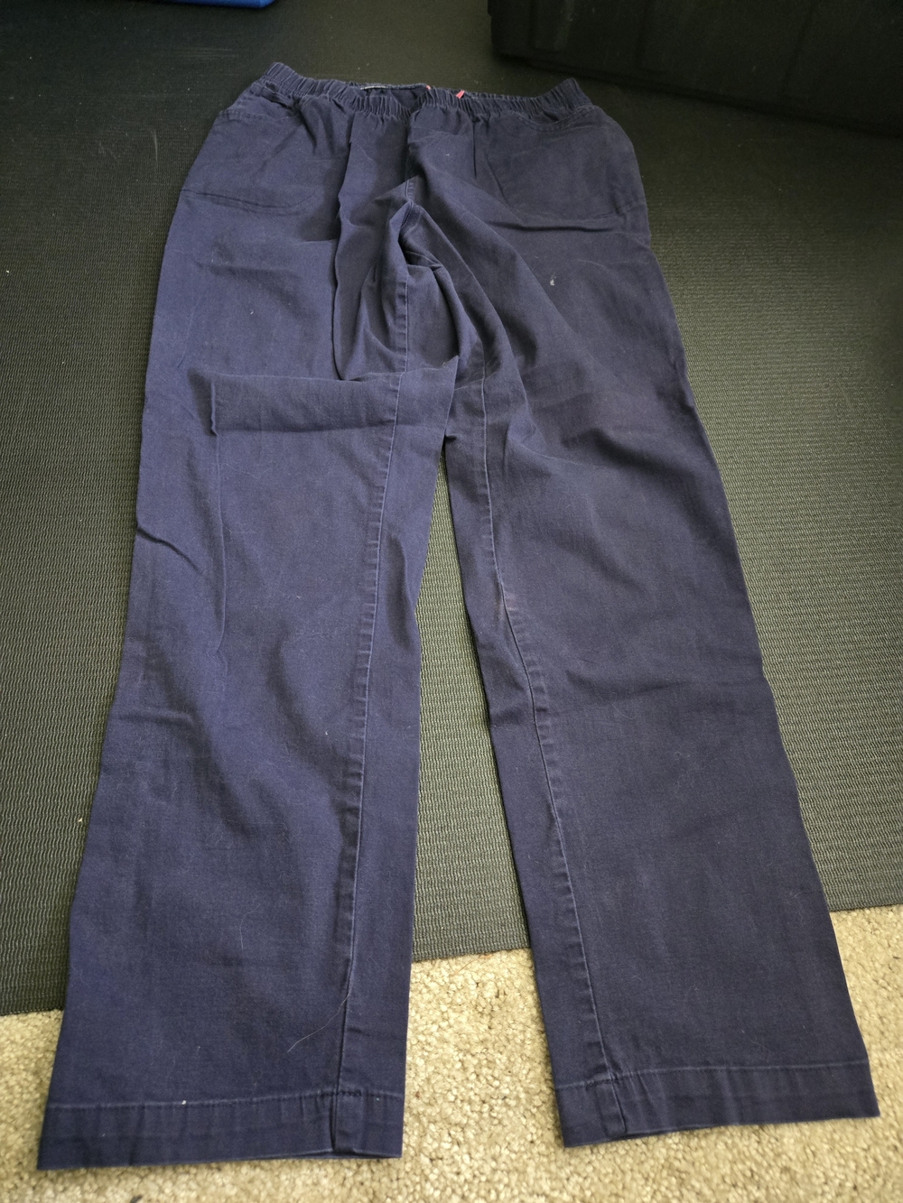 Woman Within Navy Elastic-Waist Chinos